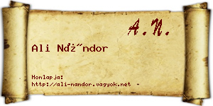 Ali Nándor névjegykártya